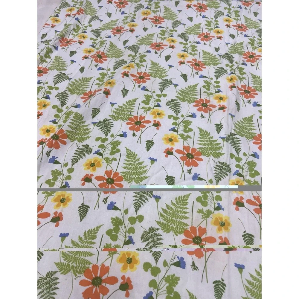 VTG Vera Neumann Fern Orange Rectangle  Floral MCM Tablecloth 60